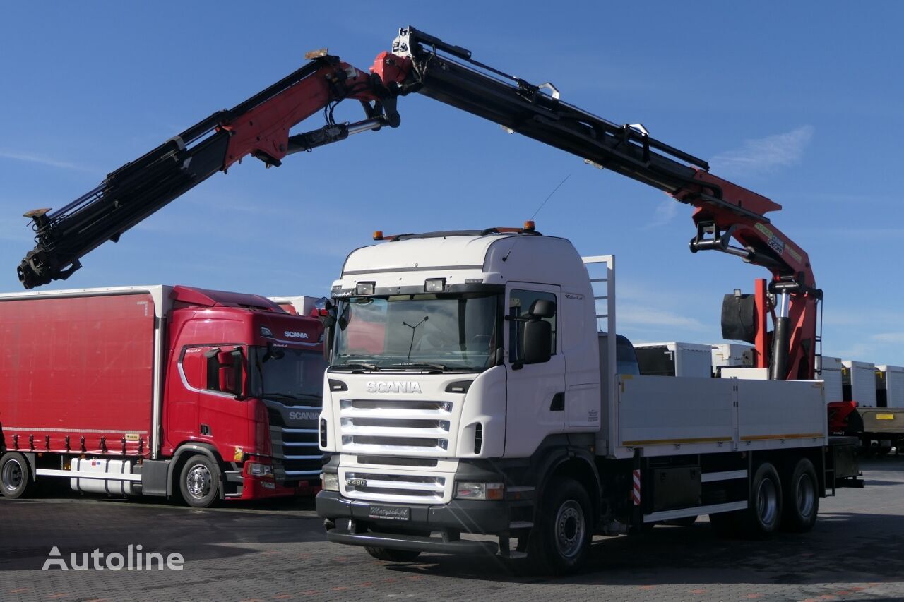 Scania R 480 6X4 Flatbed + crane Palfinger PK40002 + JIB platform truck